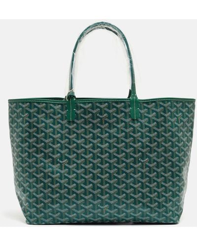Goyard Ine Coated Canvas And Leather Saint Louis Pm Tote - Green