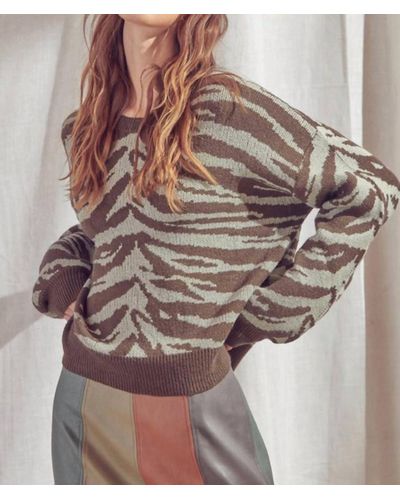 Storia Zebra Knit Sweater - Brown