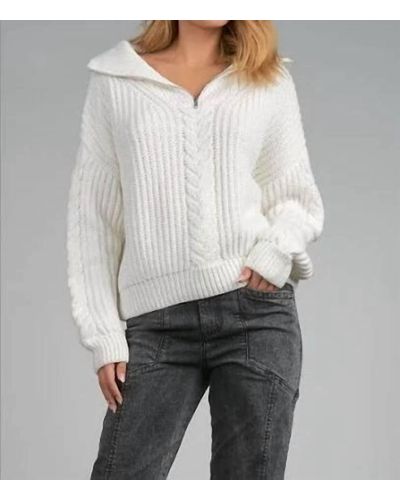 Elan 1/2 Zip Cable Knit Sweater - Gray