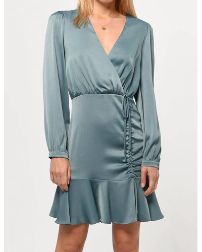 Greylin Joanne Ruched Satin Dress - Blue