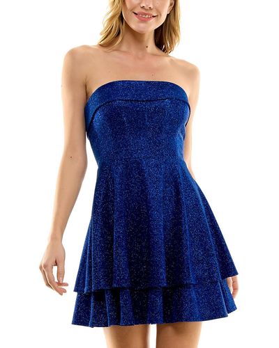 City Studios Juniors Mini Strapless Cocktail And Party Dress - Blue