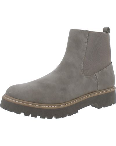 DV by Dolce Vita Lobera Faux Leather Ankle Chelsea Boots - Gray