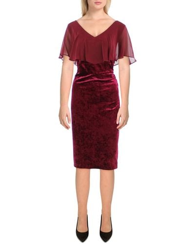 Connected Apparel Velvet Chiffon Cocktail And Party Dress - Red