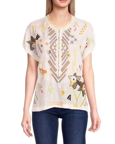 Johnny Was Perla Embroidered Blouse - White