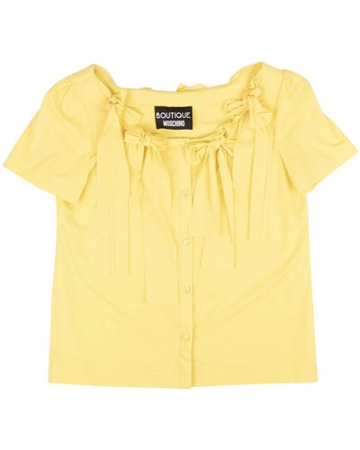Boutique Moschino Bow Accented Show Sleeve Blouse - Yellow