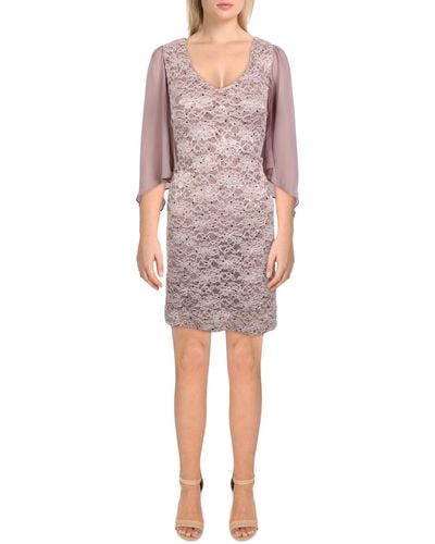 Connected Apparel Petites Lace Knee Cocktail And Party Dress - Pink