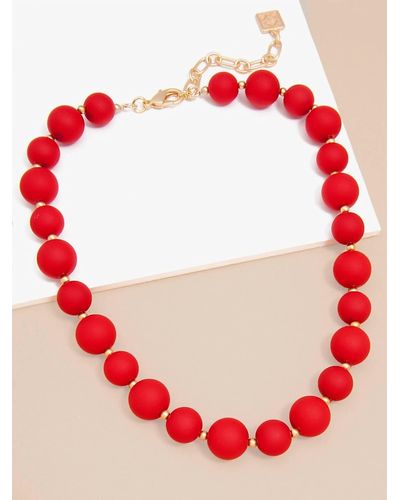 Zenzii Chunky Matte Beaded Necklace - Red