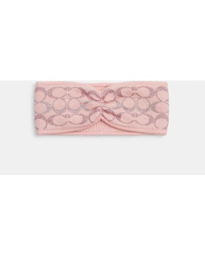 COACH Signature Metallic Knit Headband - Pink