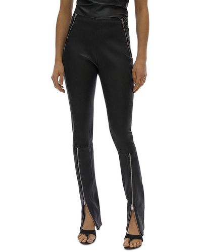 Helmut Lang Lamb Leather Zip Dress Pants - Black