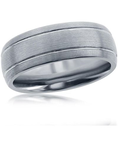 Black Jack Jewelry Brushed Double Stripe Tungsten Ring - Metallic