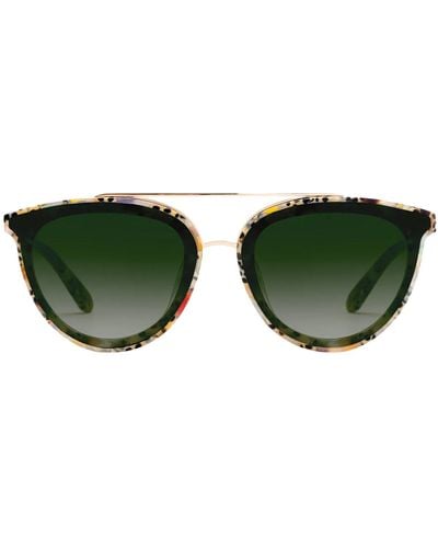Krewe Clio Nylon Poppy 12k Aviator Sunglasses - Green