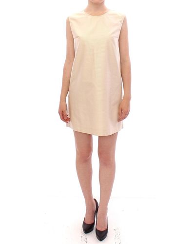 Andrea Incontri Beige Sleeveless Shift Mini Dress - Natural