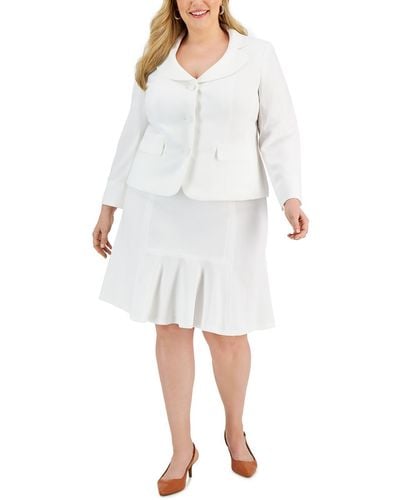 Le Suit Plus 2pc Crepe Skirt Suit - White