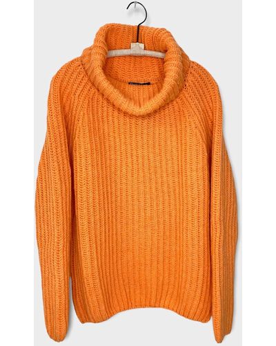 Kloni & The Krew Knitted Highneck Pullover Top - Orange