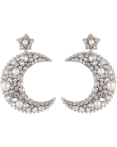 Deepa Gurnani Lavender Crystal Crescent Earrings - Metallic