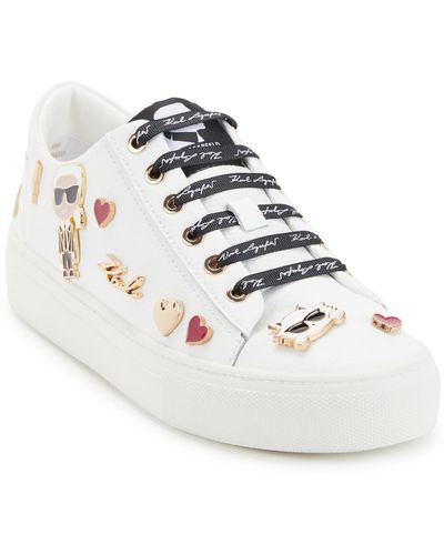 Karl Lagerfeld Cate Pins Leather Lifestyle Casual And Fashion Sneakers - White