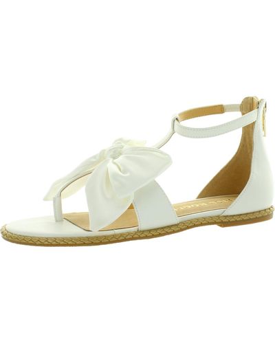 Jack Rogers Heidi Leather Bow T-strap Sandals - White