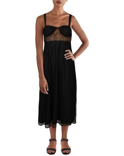 Danielle Bernstein Lace Sheer Midi Dress - Black