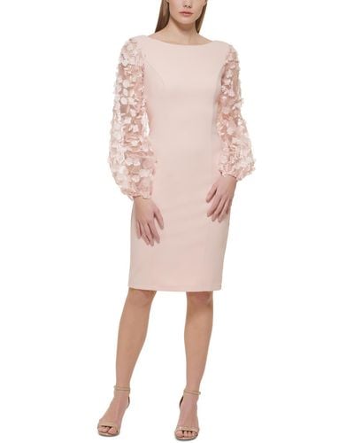 Eliza J Balloon Sleeves Sheath Cocktail And Party Dress - Pink