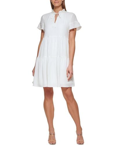 DKNY Crepe Short Shift Dress - White