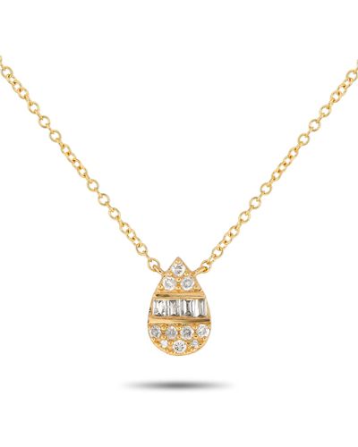 Non-Branded Lb Exclusive 14k Yellow 0.10ct Diamond Pear Necklace Nk01582-y - Metallic