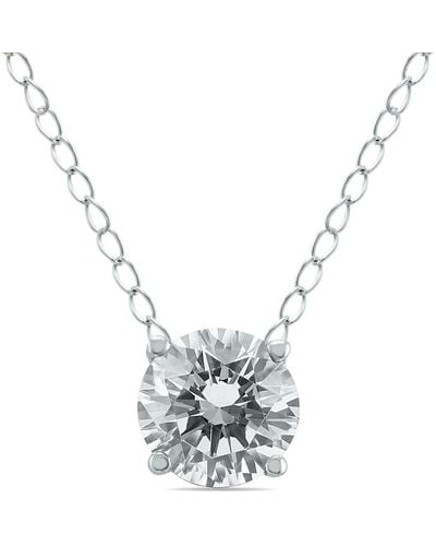 Monary 1/3 Carat Floating Round Diamond Solitaire Necklace - Metallic
