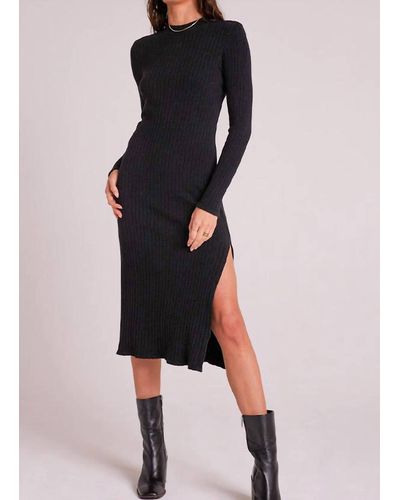 Bella Dahl Mock Neck Midi Knit Dress - Black