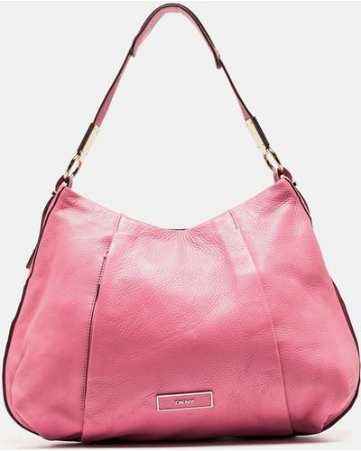 DKNY Leather Pleated Hobo - Pink