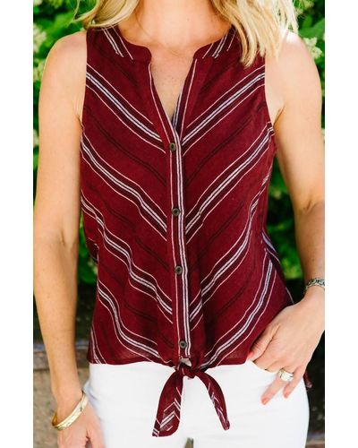 Sanctuary Tie Front Craft Shell Blouse - Red