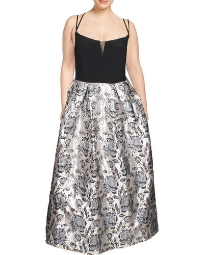 Morgan & Co. Plus Metallic Floral Formal Dress - Black