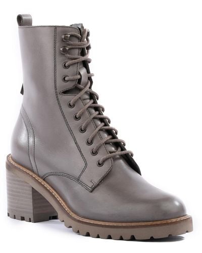 Seychelles Irresistible Leather Lace-up Combat Boots - Gray