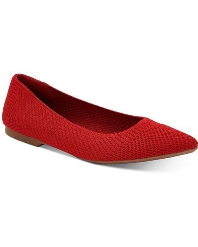 Alfani Poppyy Knit Geometric Pointed Toe Flats - Red