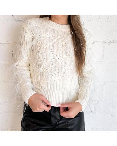 Astr Feather Embellished Almeida Sweater - Natural