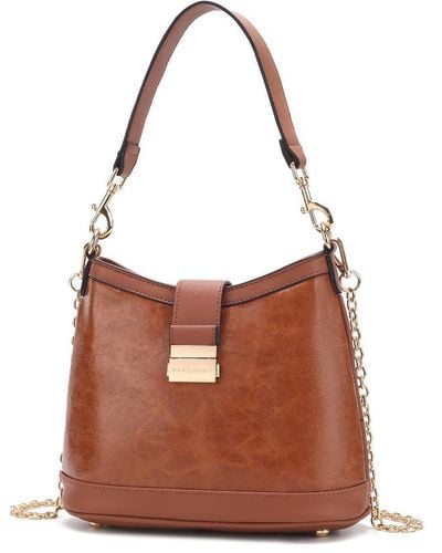 MKF Collection by Mia K Pilar Vegan Leather Shoulder Handbag - Brown