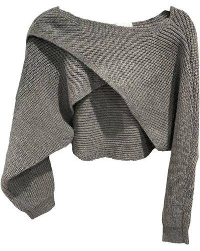 Compañía Fantástica Crisscross Knit Sweater - Gray