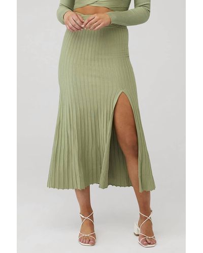SOVERE Inertia Knit Midi Skirt - Green