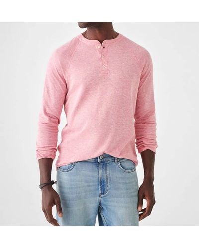 Faherty Cloud Cotton Long-sleeve Henley - Pink