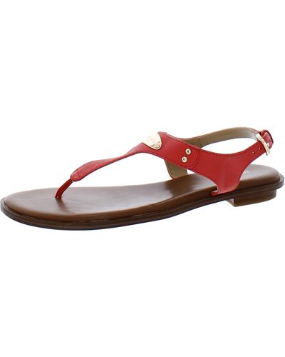 MICHAEL Michael Kors Leather Toe-post Slingback Sandals - Red