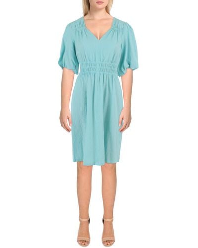 Calvin Klein Gauze Smocked Mini Dress - Blue