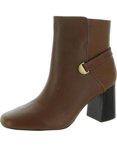 Bella Vita Siti Leather Square Toe Ankle Boots - Brown