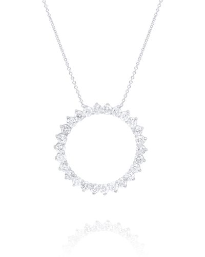 Diana M. Jewels 14 Kt White Gold Diamond Pendant With Ring-shaped Design Adorned With 1.30 Cts Tw Round Diamonds - Black