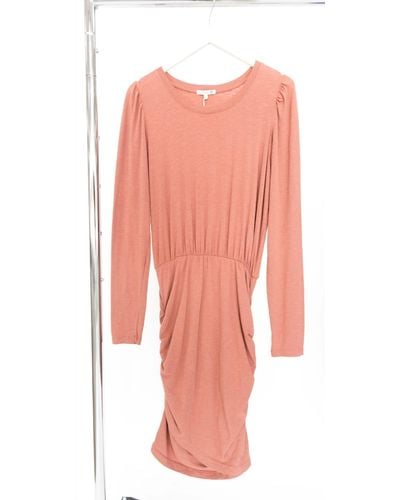 Sundry Puff Sleeve Shirred Dress - Pink