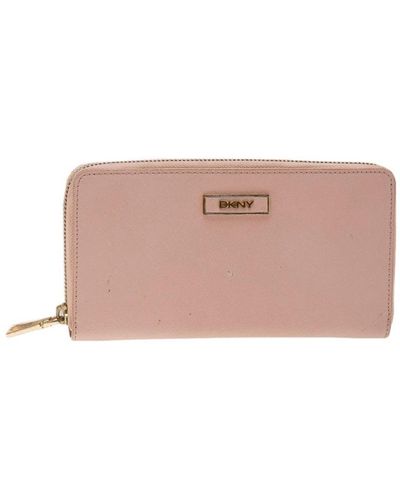 DKNY Leather Zip Around Wallet - Pink