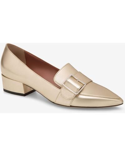 Bally Harumi 6223345 Champagne Leather Buckle Mules - Natural