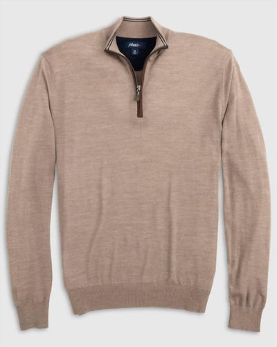 Johnnie-o Baron Half Zip Wool Blend Sweater - Natural