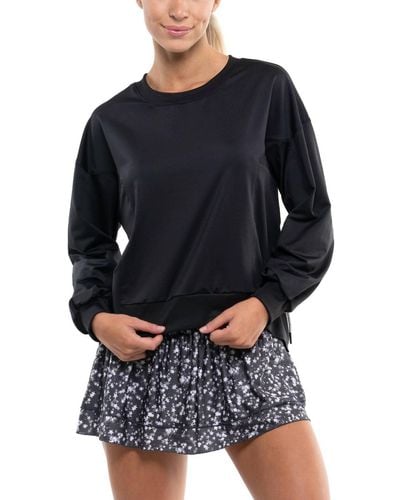 Lucky in Love Ruche Back Long Sleeve Top - Black