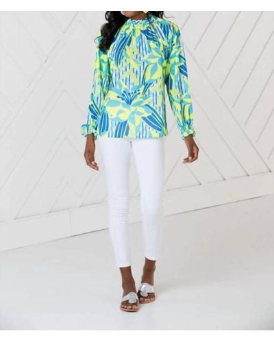 Sail To Sable Ruffle Neck Long Sleeve Top - White