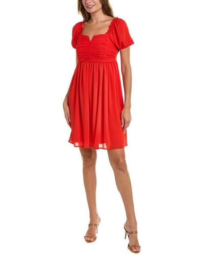 Tahari Ruched Mini Dress - Red