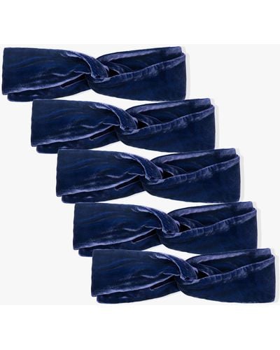 LILYSILK Vintage Wide-brimmed Silk Velvet Turban Headband 5pcs - Blue