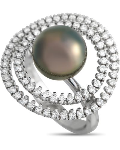 Piero Milano 18k White Gold 0.98ct Diamond And Pearl Ring - Metallic